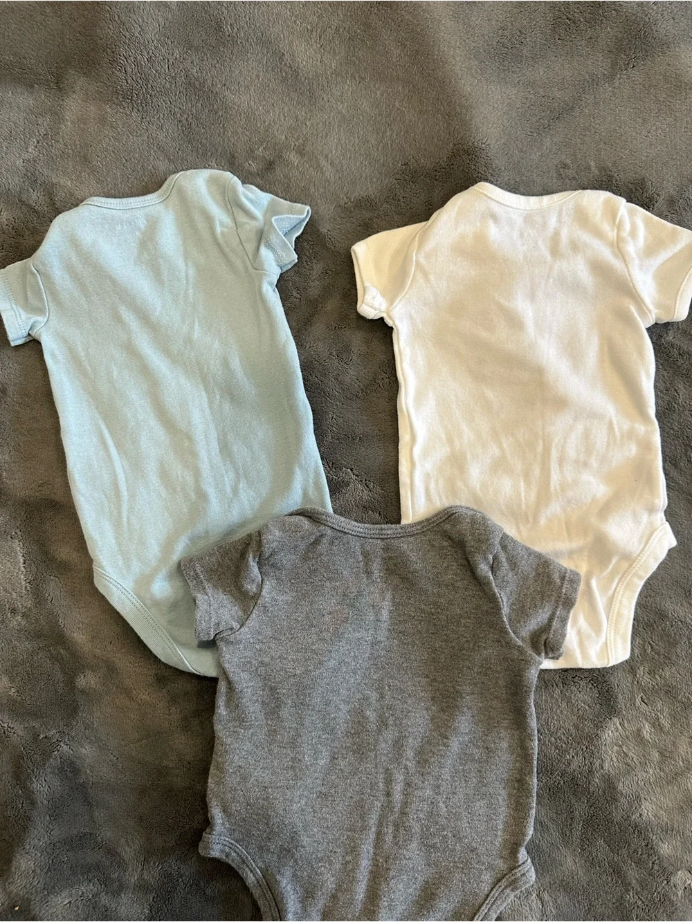 Carter's Short-Sleeve Bodysuit Set — Light Blue, White & Gray
